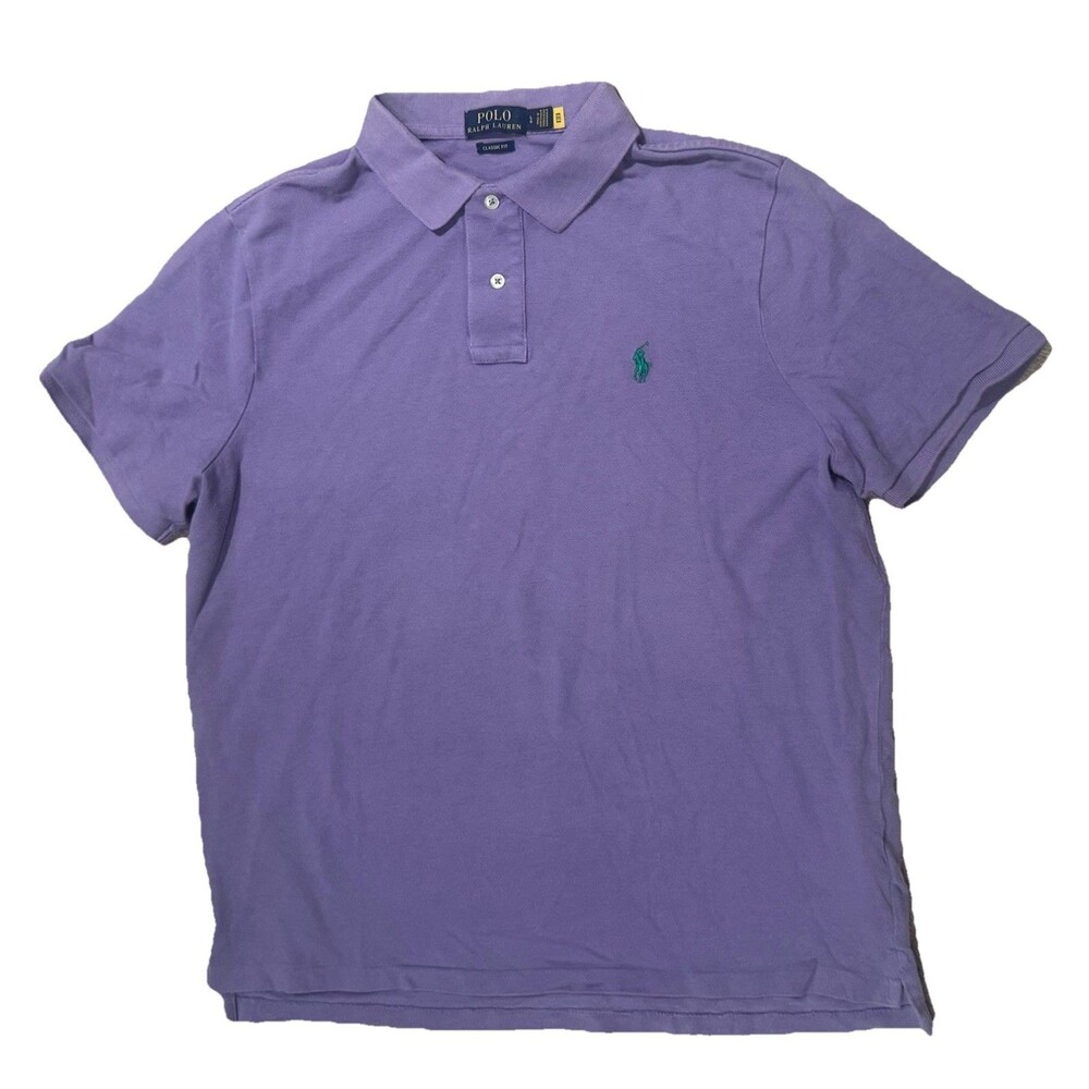Polo Ralph Lauren Classic Fit Cotton Button up Cotton Men's L Purple Green Pony
